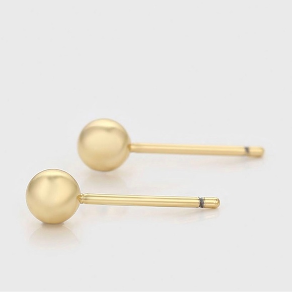 Stud Bead Ball 4mm Earrings 14k Gold Plated Luxury Jewelry - Picture 6 of 12
